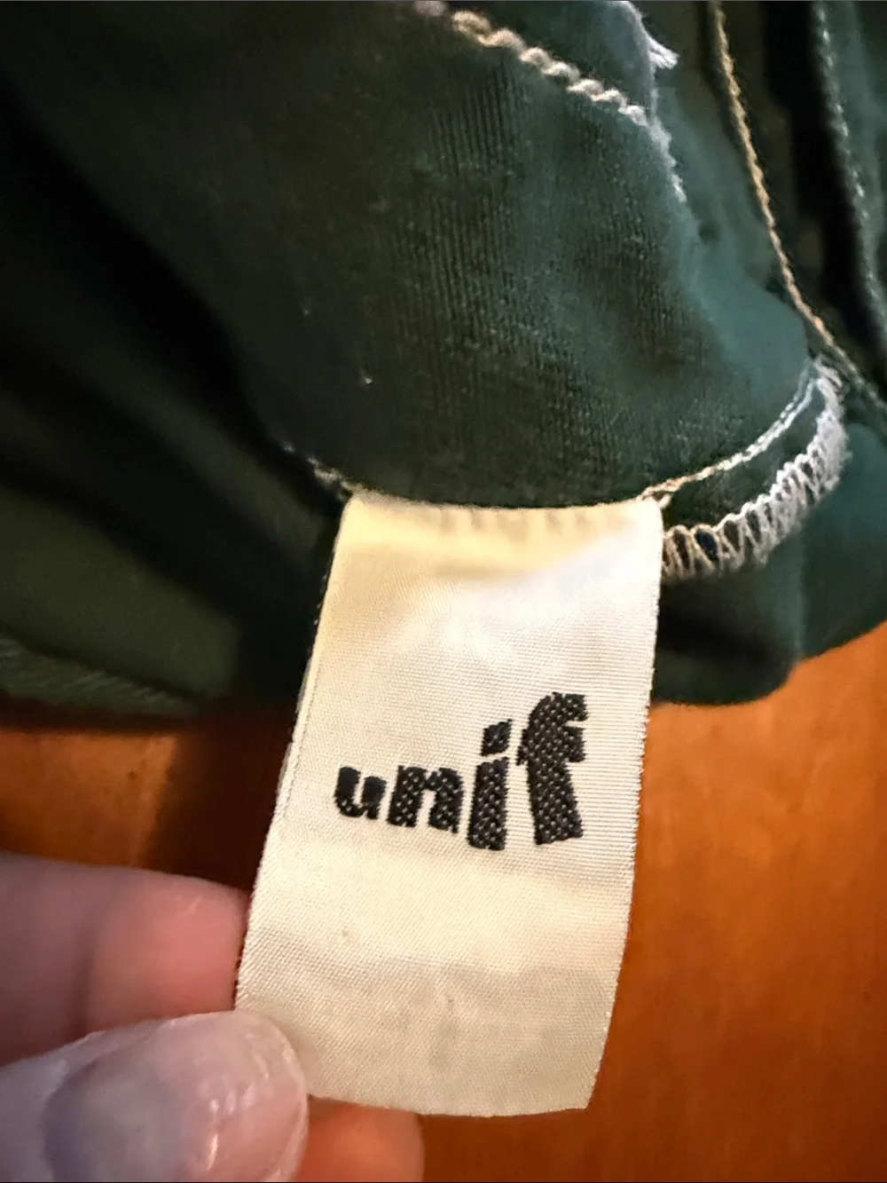 UNIF Green Denim Jacket Contrast White Topstitching Silver-Tone Buttons Small
